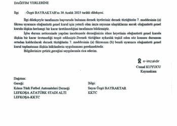 KAYMAKAMLIK’TAN KTFAD’NE OLAĞANÜSTÜ GENEL KURUL UYARISI